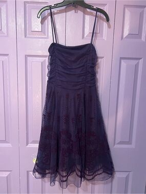 Purple Spaghetti-Strap A-Line Party Dress